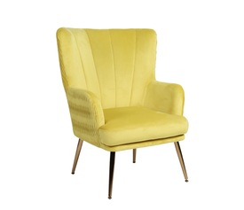 Πολυθρόνα  KOLDENREE Κίτρινο Βελούδο/Μέταλλο/Ξύλο 74x72x91cm