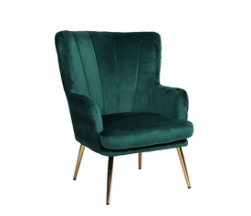 Πολυθρόνα KOLDENREE Πράσινο Βελούδο/Μέταλλο/Ξύλο 74x72x91cm