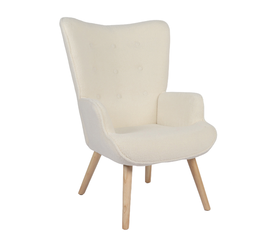 Πολυθρόνα MARION Λευκό Ύφασμα Μπουκλέ/Ξύλο 73x69x96cm