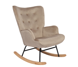 Πολυθρόνα Κουνιστή DARIA Ανοιχτό Καφέ Βελούδο/Μέταλλο/Ξύλο 85x69x90cm