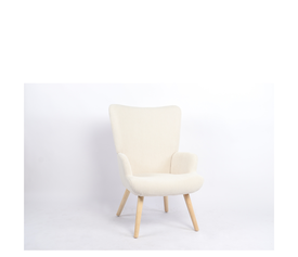 Πολυθρόνα LIRA Κρεμ Ύφασμα Κοτλέ/Ξύλο 94.5x64x70.5cm