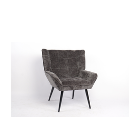 Πολυθρόνα TIVA Γκρι Σκούρο Ύφασμα Σενίλ/Μέταλλο 84x78x77cm