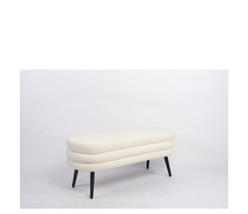 Παγκάκι Ottoman TONDO Λευκό Ύφασμα Teddy/Μέταλλο 42x112x44cm