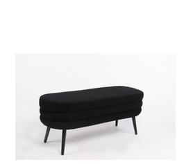 Παγκάκι Ottoman TONDO Μαύρο Ύφασμα Teddy/Μέταλλο 42x112x44cm