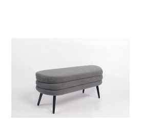 Παγκάκι Ottoman TONDO Γκρι Ύφασμα Teddy/Μέταλλο 42x112x44cm