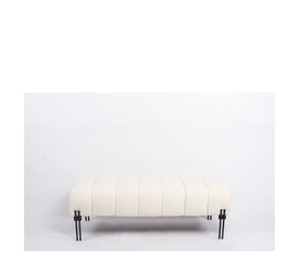 Παγκάκι Ottoman KUBO Λευκό Ύφασμα Teddy/Μέταλλο 40x116.5x50cm