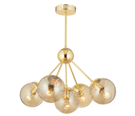 Φωτιστικό Κρεμαστό MEY Πολύφωτο Χρυσό/Μελί Μέταλλο/Γυαλί 59x64cm