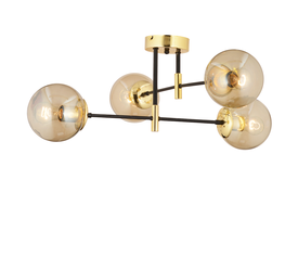 Φωτιστικό Κρεμαστό MAR Πολύφωτο Χρυσό/Μελί Μέταλλο/Γυαλί 70x35cm