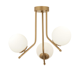 Φωτιστικό Κρεμαστό NID Τρίφωτο Αντικέ/Λευκό Μέταλλο/Γυαλί 58x55cm