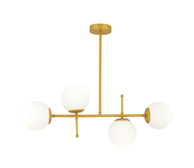 Φωτιστικό Κρεμαστό GUN Πολύφωτο Χρυσό/Λευκό Μέταλλο/Γυαλί 85x67cm