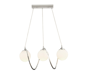 Φωτιστικό Κρεμαστό JAR Τρίφωτο Ασημί/Λευκό Μέταλλο/Γυαλί 60x85cm