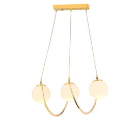 Φωτιστικό Κρεμαστό JAR Τρίφωτο Χρυσό/Λευκό Μέταλλο/Γυαλί 60x85cm