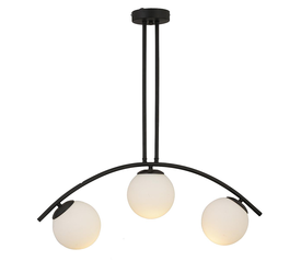 Φωτιστικό Κρεμαστό FRAL Τρίφωτο Μαύρο/Λευκό Μέταλλο/Γυαλί 60x60cm