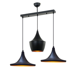 Φωτιστικό Κρεμαστό MERY Τρίφωτο Μαύρο Μέταλλο Φ35x75cm