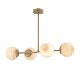 Φωτιστικό Κρεμαστό CHAMAELEON Τετράφωτο Χρυσό/Μελί Μέταλλο/Γυαλί 74x56cm