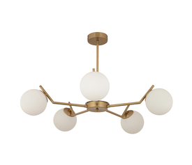 Φωτιστικό Κρεμαστό CRATER Πεντάφωτο Χρυσό/Λευκό Μέταλλο/Γυαλί 80x41cm