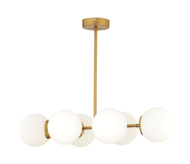 Φωτιστικό Κρεμαστό DELPHINUS Εξάφωτο Χρυσό/Λευκό Μέταλλο/Γυαλί 85x60cm