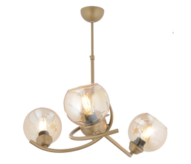 Φωτιστικό Κρεμαστό OCTANS Τρίφωτο Χρυσό/Μελί Μέταλλο/Γυαλί 60x60cm