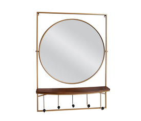 Καθρέπτης Τοίχου Με Κρεμάστρα ELROS Χρυσό Μέταλλο/Γυαλί 63x12x87.5cm