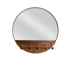 Καθρέπτης Τοίχου Με Κρεμάστρα EOMER Χρυσό Μέταλλο/Ξύλο/Γυαλί 61.5x13x61.5cm