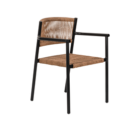 Πολυθρόνα Κήπου INGA Μαύρο/Φυσικό Αλουμίνιο/Rattan 55.5x50x77.5cm