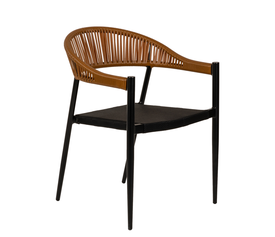 Πολυθρόνα Κήπου LIVINGSTONE Μαύρο/Καφέ Αλουμίνιο/Rattan 56x55x76cm