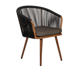 Πολυθρόνα Κήπου LOFOI Μαύρο/Καφέ Αλουμίνιο/Rattan 60x62x81cm