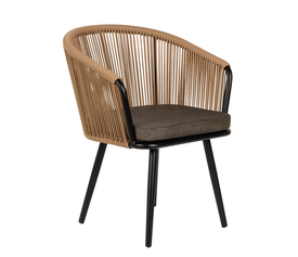 Πολυθρόνα Κήπου LOFOI Μαύρο/Καφέ Αλουμίνιο/Rattan 60x62x81cm