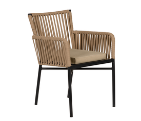Πολυθρόνα Κήπου BLUENILE Μπεζ/Μαύρο Αλουμίνιο/Rattan 56x60x83cm
