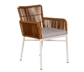 Πολυθρόνα Κήπου BLUENILE Λευκό/Καφέ Αλουμίνιο/Rattan 49x42x81cm