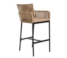 Σκαμπό KINTAMPO Μπεζ/Μαύρο Αλουμίνιο/Rattan 55x58x108cm