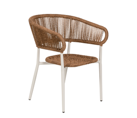 Πολυθρόνα Κήπου KARURU Λευκό/Φυσικό Αλουμίνιο/Rattan 63x63x77cm