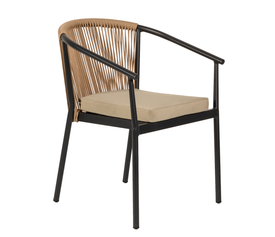 Πολυθρόνα Κήπου MANDRAKA Μαύρο/Φυσικό Αλουμίνιο/Rattan 57x61x78cm