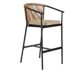 Σκαμπό MANDRAKA Μαύρο/Φυσικό Αλουμίνιο/Rattan 56x63x108cm