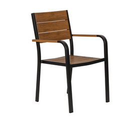 Πολυθρόνα Κήπου GOUINA Μαύρο/Καρυδί Αλουμίνιο/Ξύλο 55x55x86cm