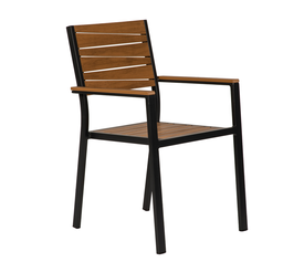 Πολυθρόνα Κήπου OUZOUD Γκρι/Καρυδί Αλουμίνιο/Ξύλο 57x57x84cm