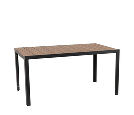 Τραπέζι Κήπου OUZOUD Μαύρο/Καρυδί Αλουμίνιο/Ξύλο 150x90x74cm