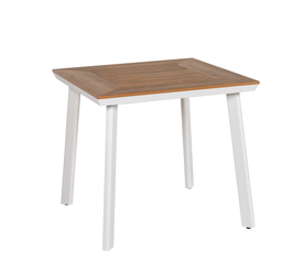 Τραπέζι Κήπου EPUPA Λευκό/Καρυδί Αλουμίνιο/Ξύλο 80x80x73cm