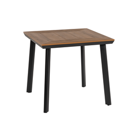 Τραπέζι Κήπου EPUPA Μαύρο/Καρυδί Αλουμίνιο/Ξύλο 80x80x73cm