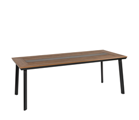 Τραπέζι Κήπου RUACANA Μαύρο/Καρυδί Αλουμίνιο/Ξύλο 200x90x73cm