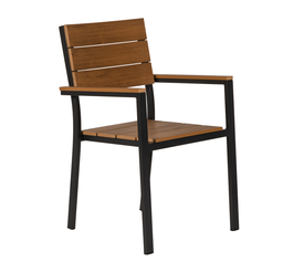 Πολυθρόνα Κήπου GURARA Μαύρο/Καρυδί Αλουμίνιο/Ξύλο 60x55x86cm