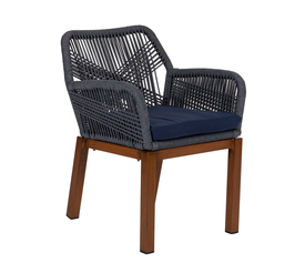 Πολυθρόνα Κήπου LISBON Mπλε/Μπαμπού Αλουμίνιο/Ύφασμα 57x58x77cm