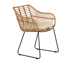 Πολυθρόνα Κήπου KALAMBO Φυσικό/Μαύρο Αλουμίνιο/Rattan 56x57x81cm