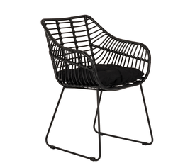 Πολυθρόνα Κήπου KALAMBO Μαύρο Αλουμίνιο/Rattan 56x57x81cm