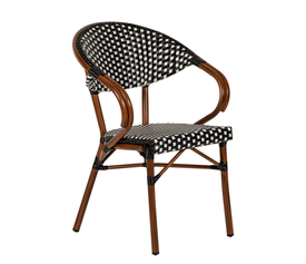 Πολυθρόνα Κήπου MUTUMA Λευκό/Μαύρο/Μπαμπού Αλουμίνιο/Rattan 57x60x82cm