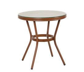 Τραπέζι Κήπου BURUNDI Μπαμπού Αλουμίνιο/Γυαλί Φ70x72cm