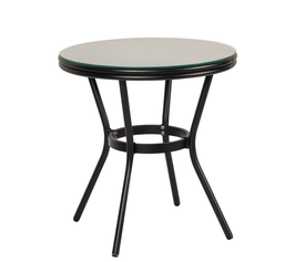 Τραπέζι Κήπου BURUNDI Μαύρο Αλουμίνιο/Γυαλί Φ70x72cm