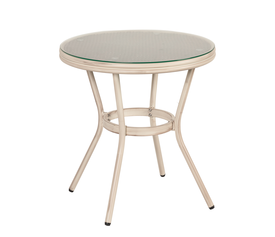 Τραπέζι Κήπου BURUNDI Λευκό Αντικέ Αλουμίνιο/Γυαλί Φ70x72cm