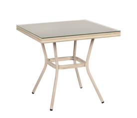 Τραπέζι Κήπου ANGOLA Λευκό Αντικέ Αλουμίνιο/Γυαλί 80x80x75cm