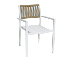 Πολυθρόνα Κήπου HORUS Λευκό/Καφέ Αλουμίνιο/Rattan 56x58x83cm